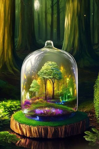 A glass miniature of trees