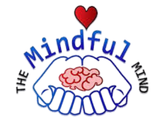 A brain cradled by hands with a heart above and the word 'Mindful'.